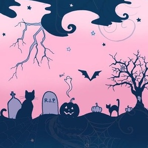 Halloween Evening // dark blue and pink