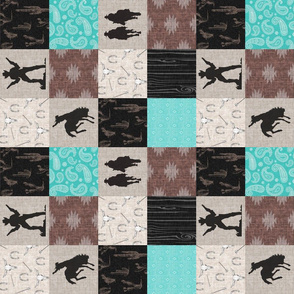 3” cowboy quilt - turquoise and sand