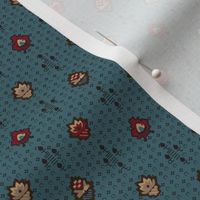 stylized flowers teal 2058-10