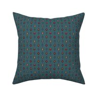 stylized flowers teal 2058-10