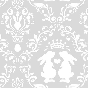 bunny king damask light gray | large jumbo scale