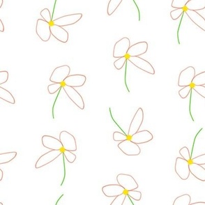 Naive floral seamless pattern in minimalistic childish style. Flower repeated texture for stylish fabric design or wrapping paper. 2