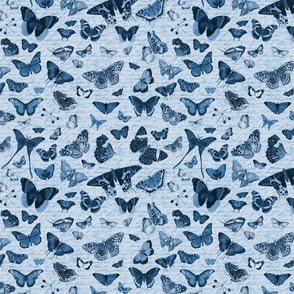 Blue Nostalgic Butterfly Pattern