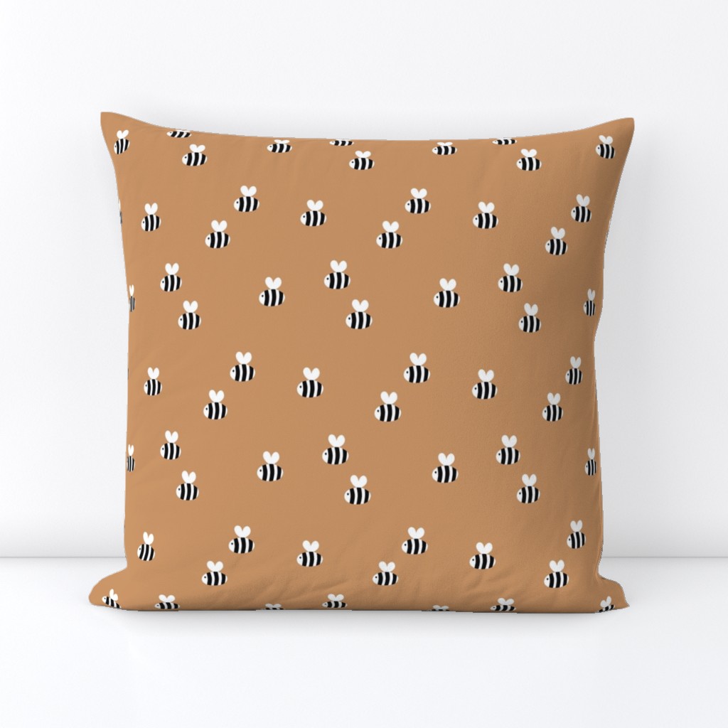 The minimalist bees cute bumble bee love spring summer design kids burnt sienna cinnamon spice