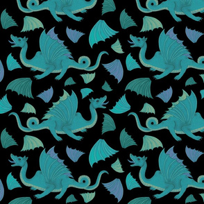 Blue Dragon pattern on Black