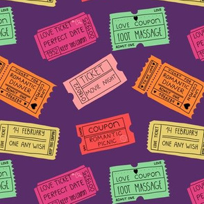 Love coupons on purple background - tiny pattern  version