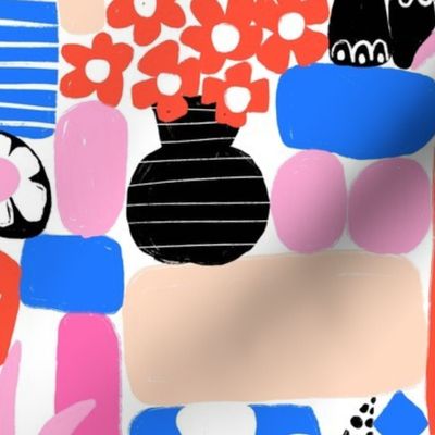 Flower Pots Matisse Style Collage Medium
