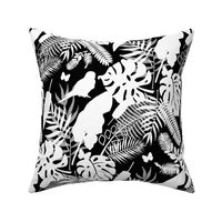 Tropical Jungle Fever - white on black, medium/large