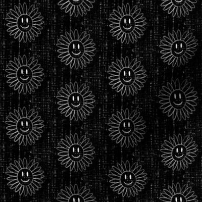 Smiley daisy sun face - black and white