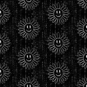 Smiley daisy sun face - black and white