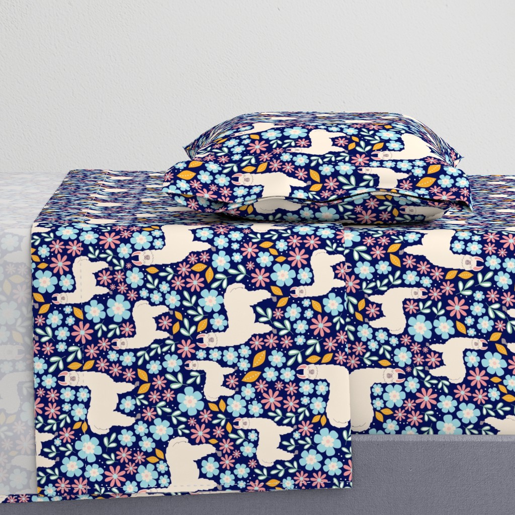 Bigger Scale - Mama Llama Floral Scatter on Navy