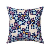 Bigger Scale - Mama Llama Floral Scatter on Navy