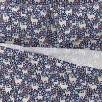 Bigger Scale - Mama Llama Floral Scatter on Navy