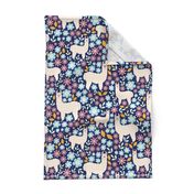 Bigger Scale - Mama Llama Floral Scatter on Navy