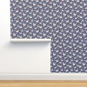 Smaller Scale - Mama Llama Floral Scatter on Navy