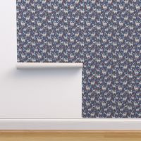 Smaller Scale - Mama Llama Floral Scatter on Navy