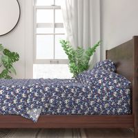 Smaller Scale - Mama Llama Floral Scatter on Navy