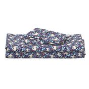 Smaller Scale - Mama Llama Floral Scatter on Navy