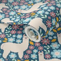 Larger Scale - Mama Llama Floral Scatter on Turquoise