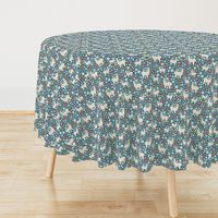 Smaller Scale - Mama Llama Floral Scatter on Turquoise