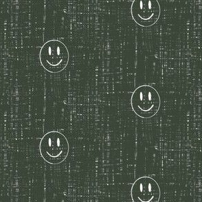 Sketchy smiley face - army green