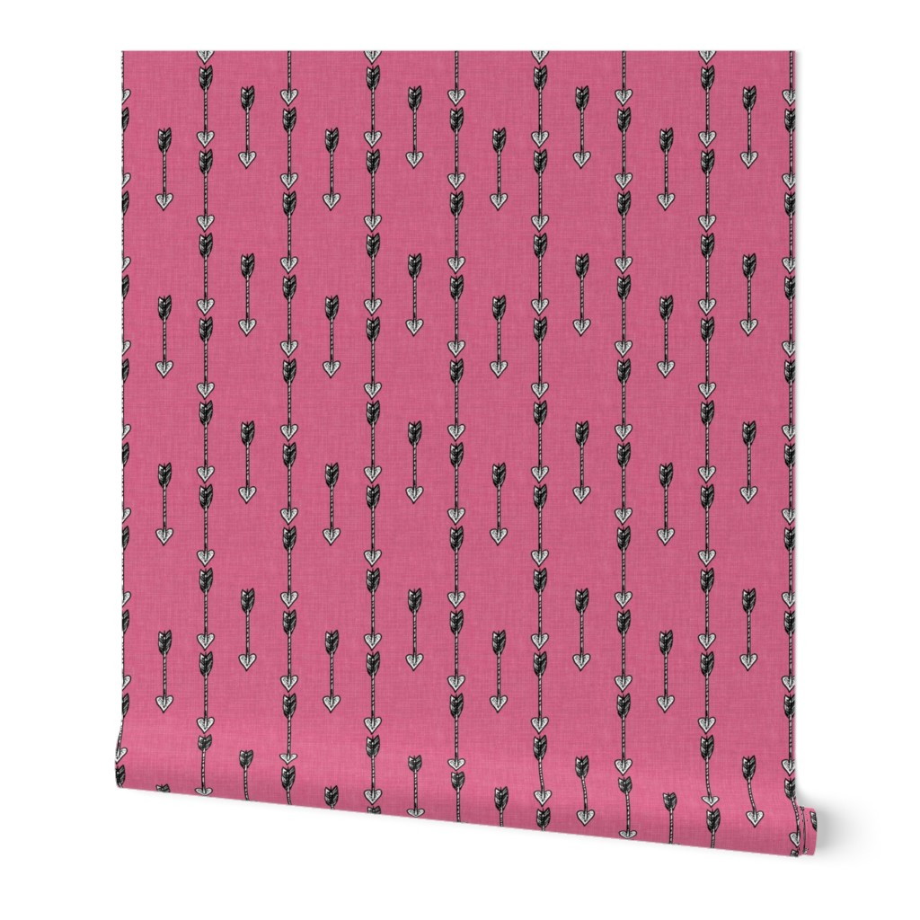 Bigger Scale - Arrowheads - Pink Linen Texture