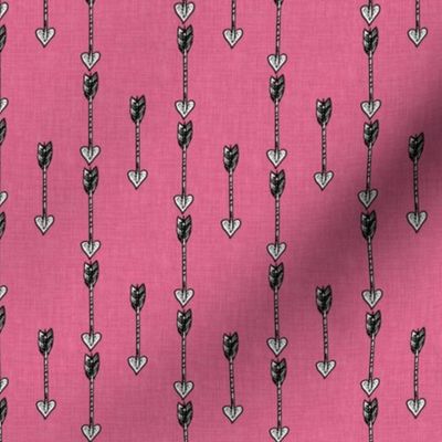 Smaller Scale - Arrowheads - Pink Linen Texture