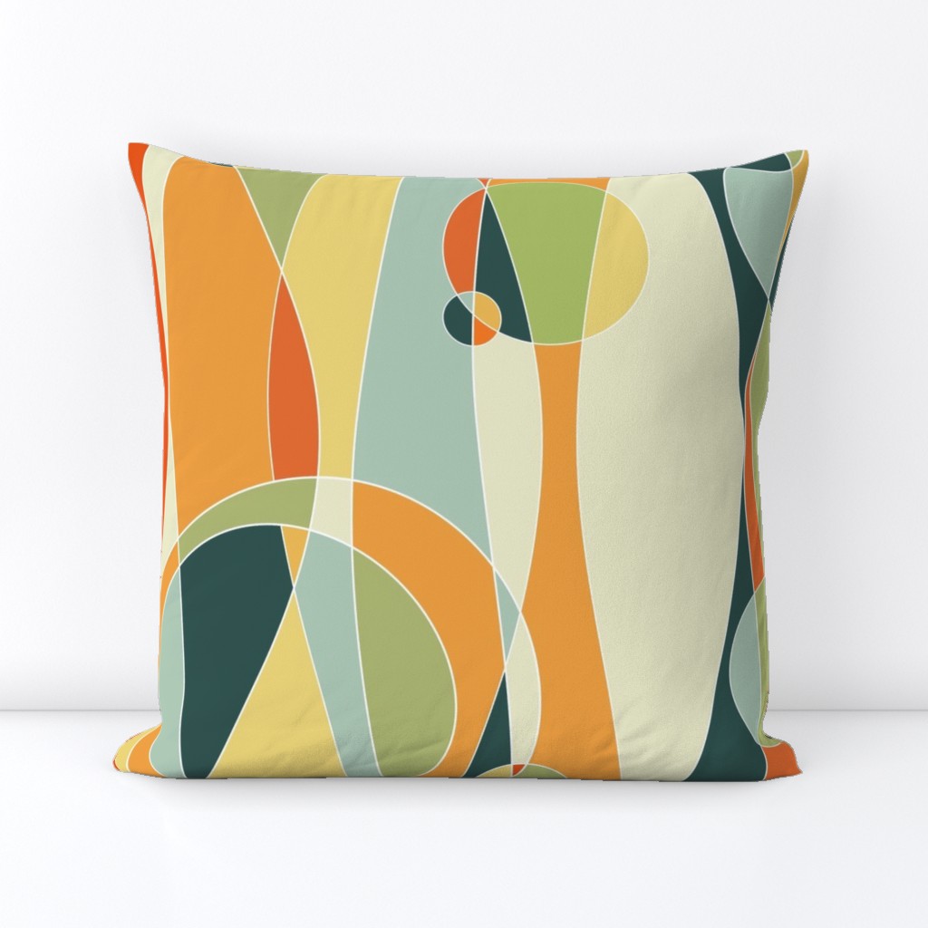 magical waves - multicolor abstract curves  - vintage colors