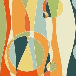 magical waves - multicolor abstract curves  - vintage colors