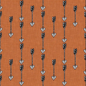 Bigger Scale - Arrowheads - Orange Linen Texture