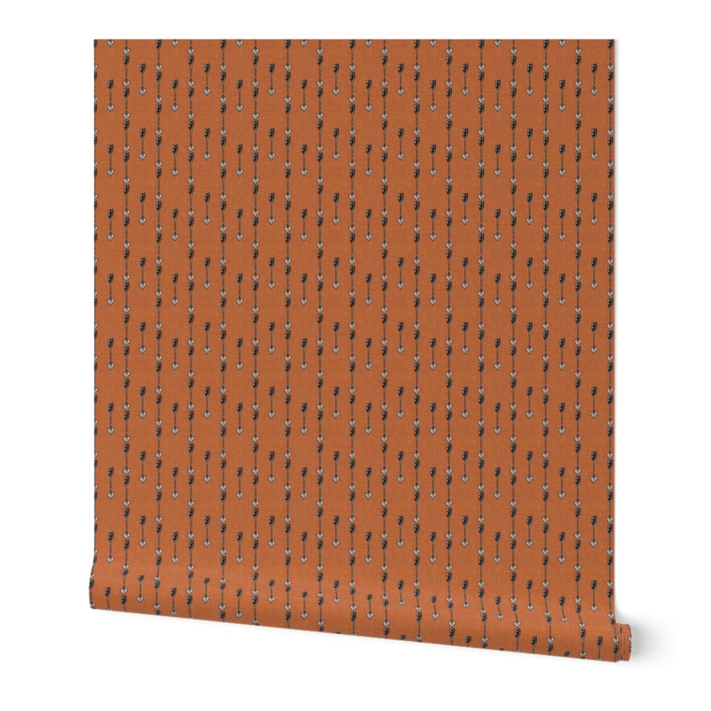 Smaller Scale - Arrowheads - Orange Linen Textur