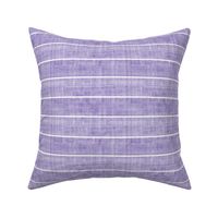 Bigger Scale White Stripe on Lavender Purple Linen Texture