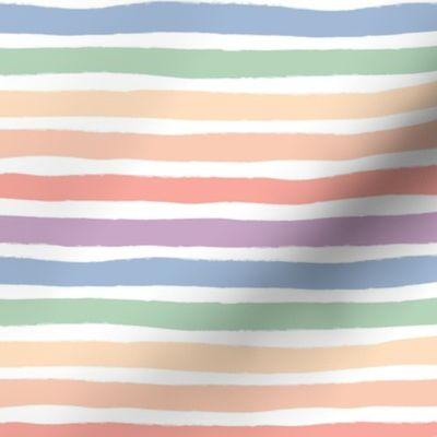 Muted distorted rainbow stroke lgbtq stripes colorful pride flag colors pastel on white