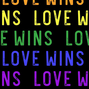 (3" tall scale) Love Wins - rainbow - PRIDE - LGBTQ - black - C21