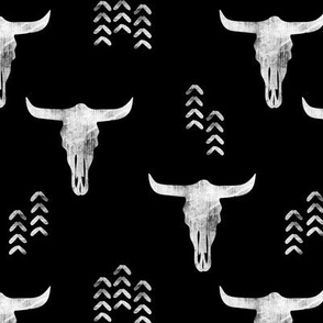 desert skulls - boho - southwest cow skull - black - C21