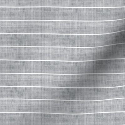 Smaller Scale White Stripe on Soft Grey Linen Texture