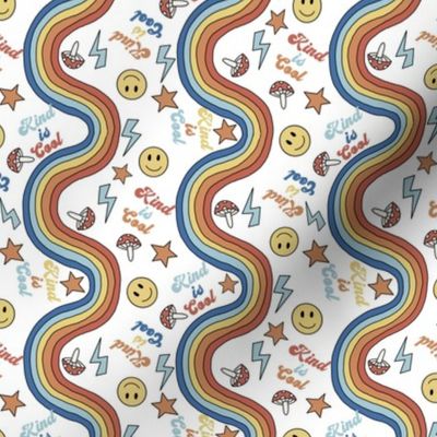 SMALL kind is cool 90s kid rainbow groovy fabric