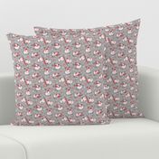 Candy Cane Pugs Pink - flannel gray