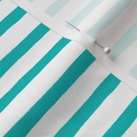  Small Horizontal Painted Stripes White Teal