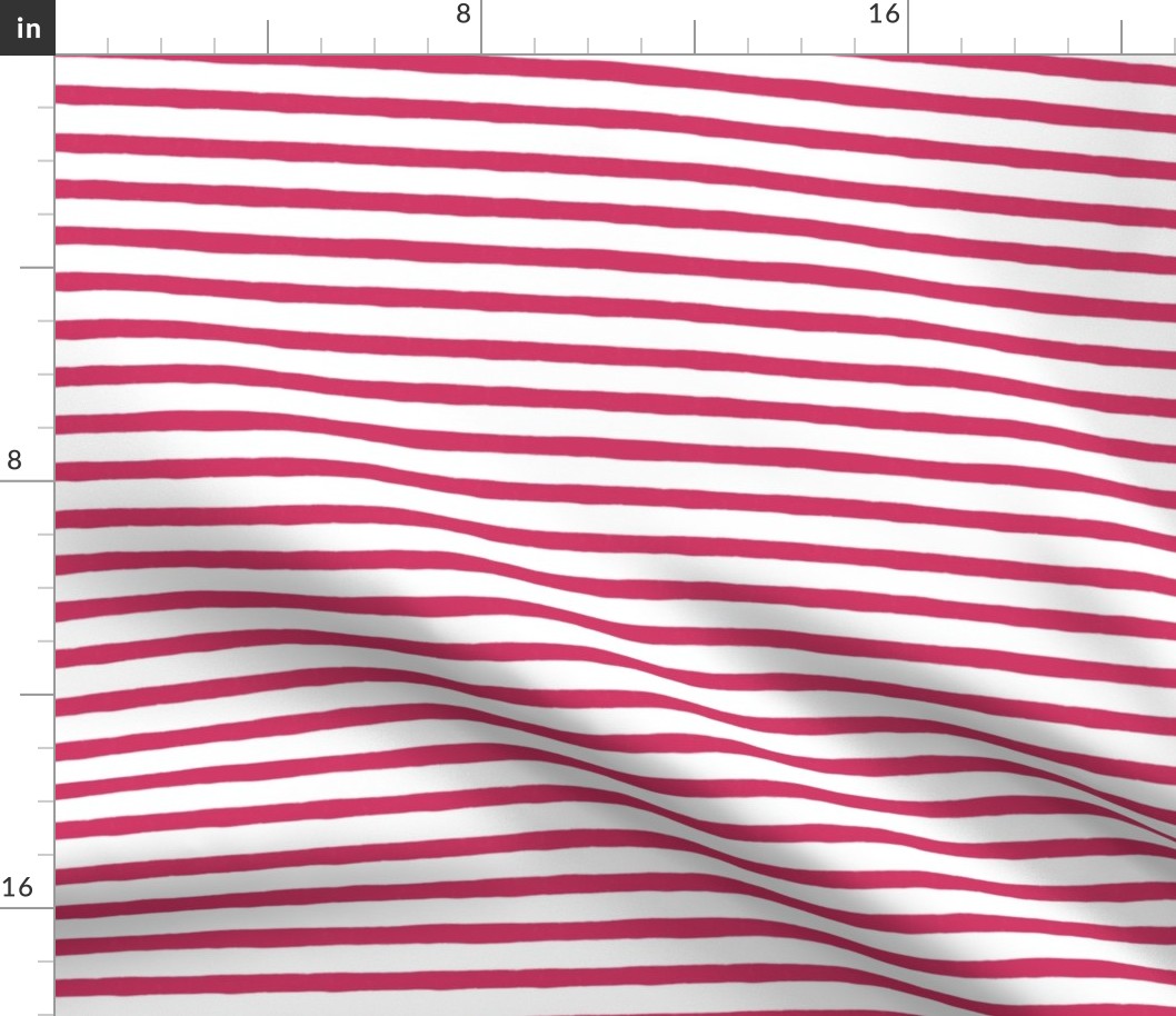  Small Horizontal Painted Stripes White Raspberry