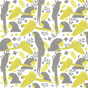 Yellow and Gray Ara Tropical Pattern 
