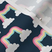 cat rainbows - pastel on navy - LAD21