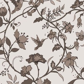 Hummingbird Chintz // brown on brown