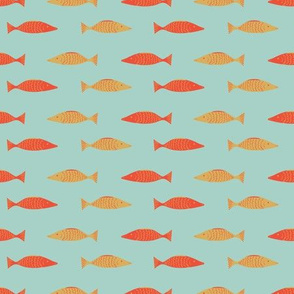 red and yellow fish on aqua blue by rysunki_malunki