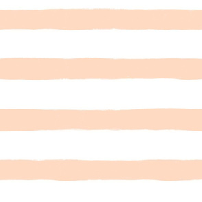 Large Horizontal Painted Stripes White Apricot
