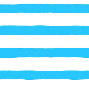 Large Horizontal Painted Stripes White Light Blue