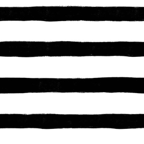 Large Horizontal Painted Stripes White Black
