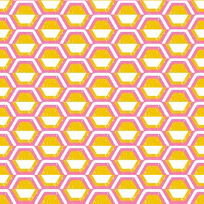 Pink, Yellow and White Honey Comb Shapes