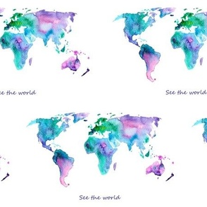 See the world - watercolor map - pattern