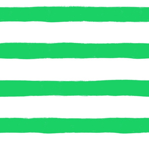 Large Horizontal Painted Stripes White Green